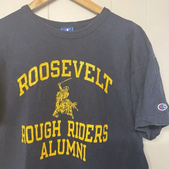 Vintage Champion Roosevelt Rough Riders Alumni T Shirt Made in USA Blue Men XL - Picture 2 of 9